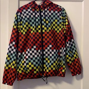 Multicolored checkered windbreaker